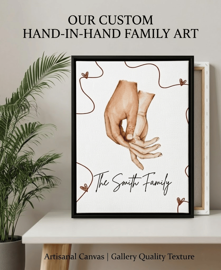 Personalized Watercolor Family Hand-in-Hand Art For Home