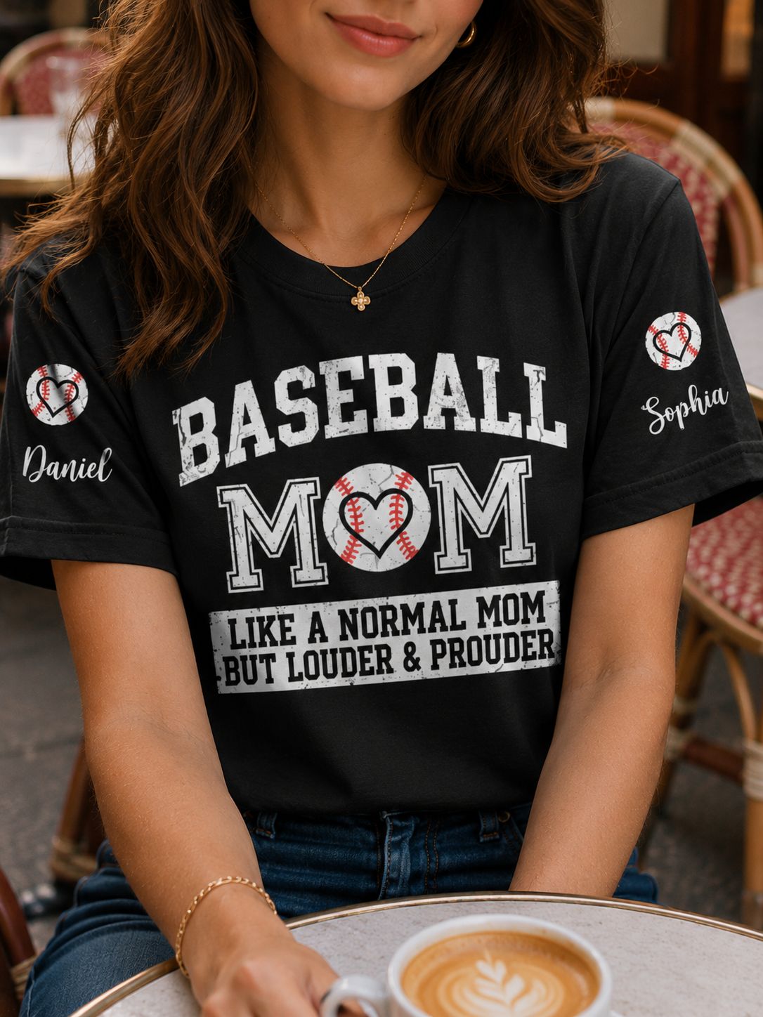 Personalized Baseball Mom Like A Normal Mom But Louder & Prouder Custom Name T-Shirt