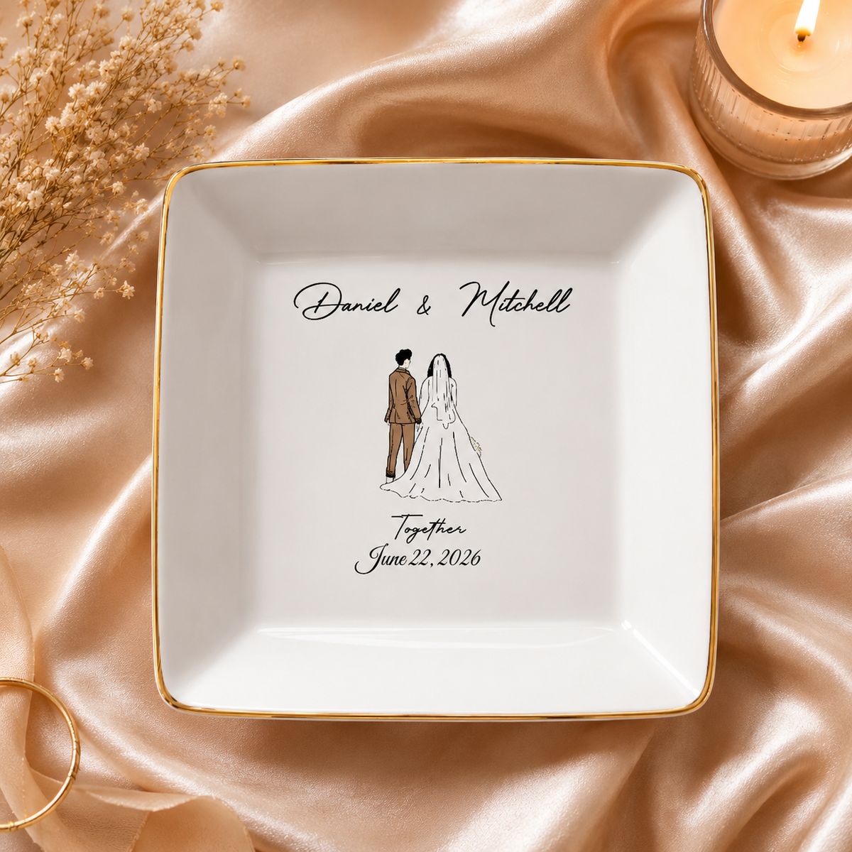 Personalized Wedding Plate, Custom Couple Names Dish, Wedding Keepsake Plate, Bride and Groom Gift, Anniversary Memory Plate