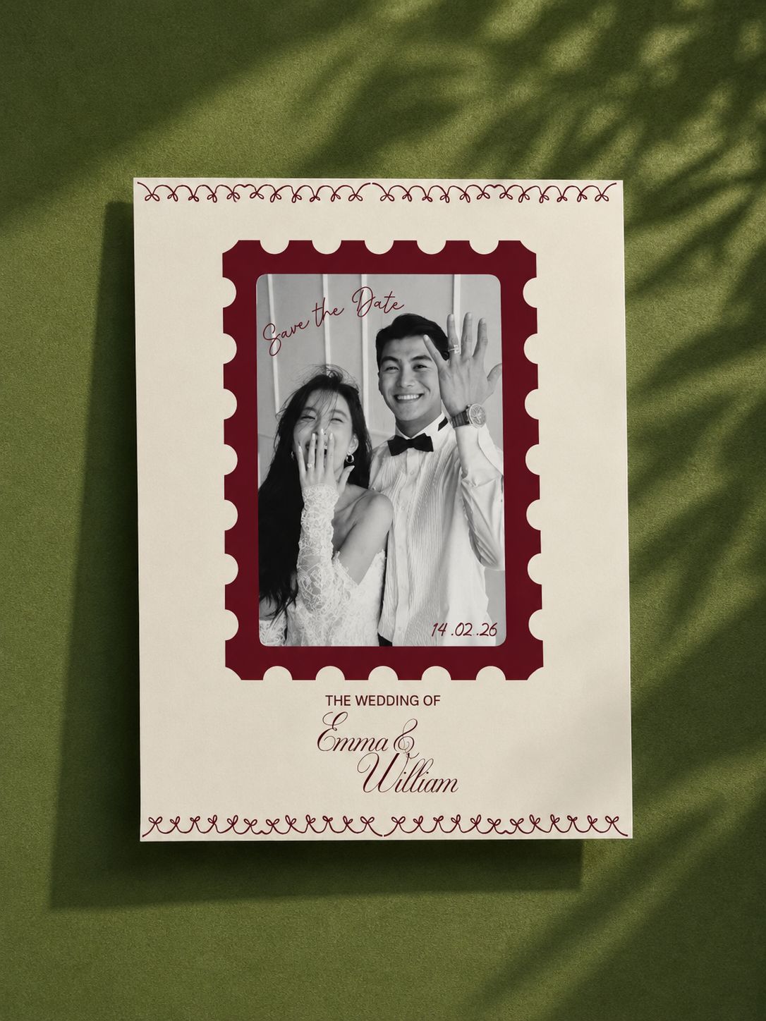Capture Your Love Story – Personalized Wedding Postage Stamp Photo Booth Frame
