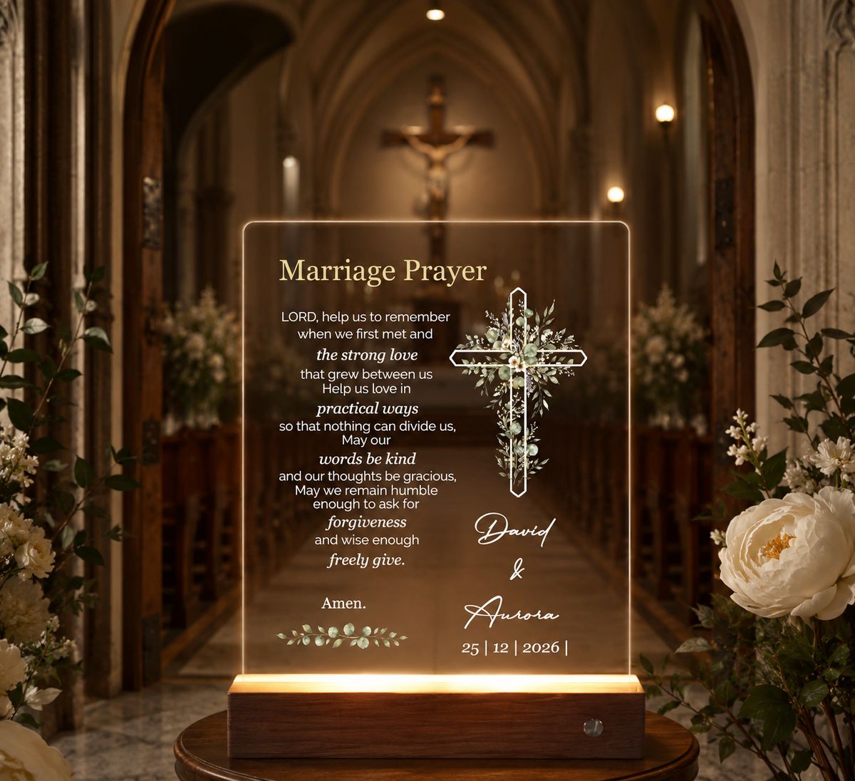 Christian Marriage Prayer LED Night Light Wedding Gift for Newlyweds