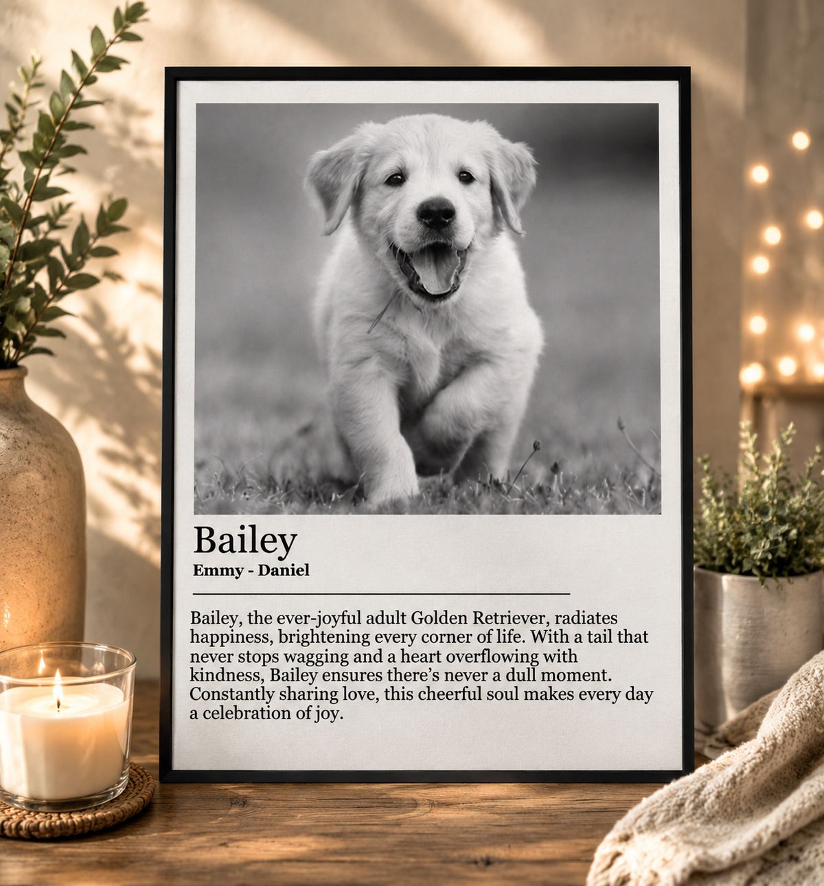 Personalized Pet Portrait Tribute Wall Art Poster