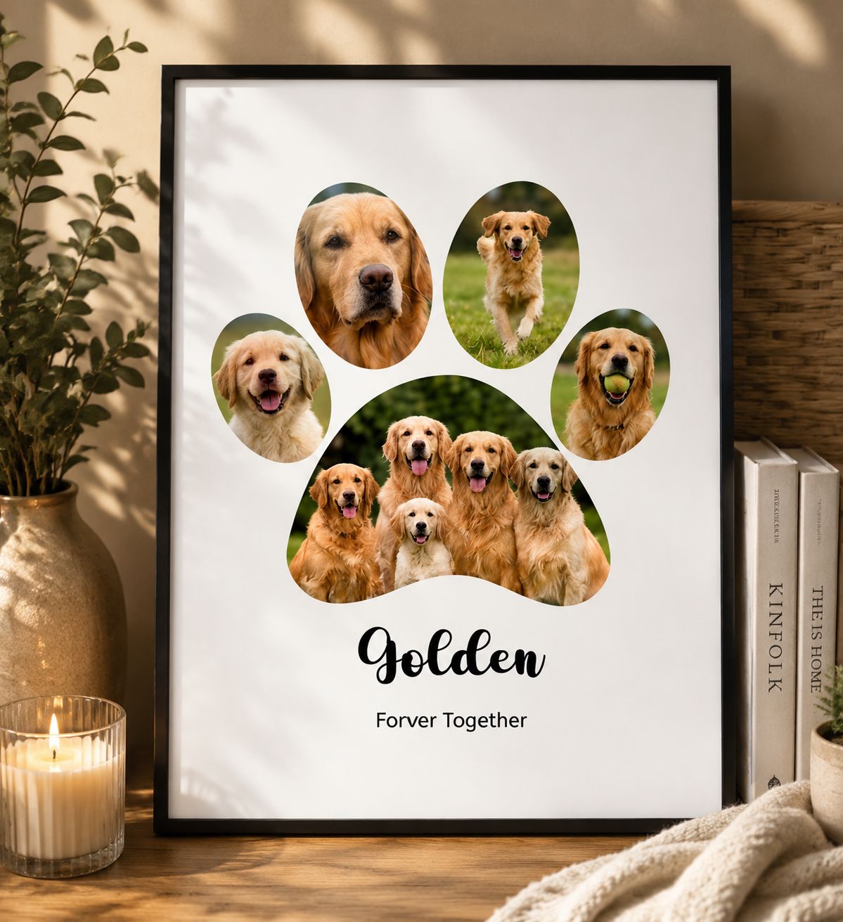 Personalized Paw Print Pet Photo Collage Poster
