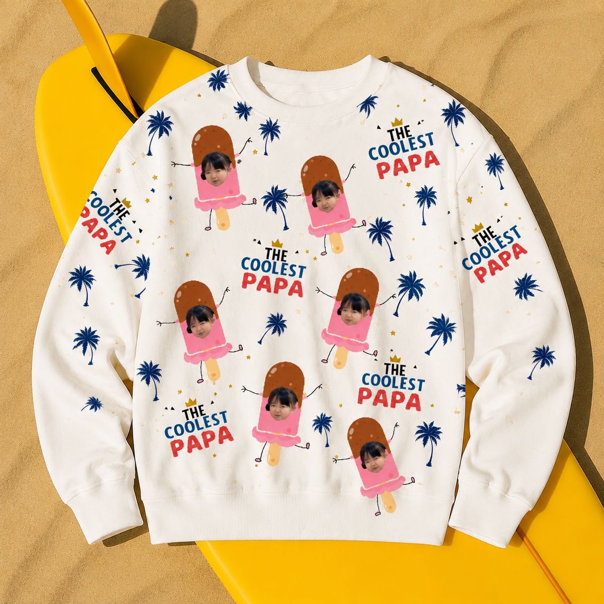 Custom Papa Grandpa Face Sweatshirt – Personalized Cool Papa Grandpa Holiday Crewneck