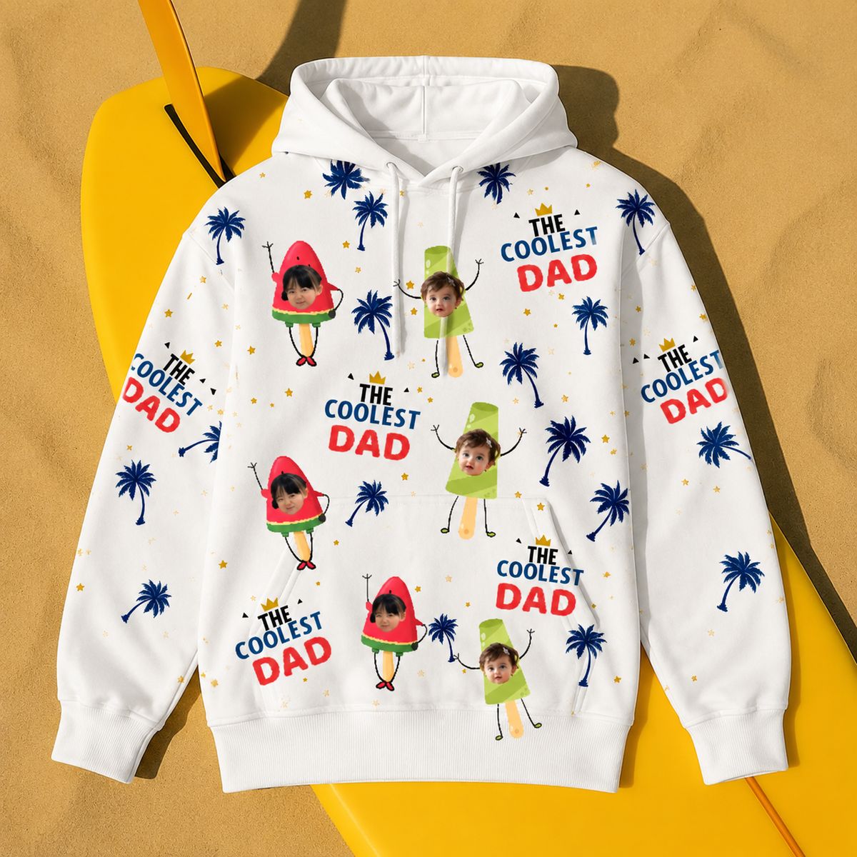 Custom Papa & Grandpa Face Hoodie – Personalized Cool Vacation Hoodie