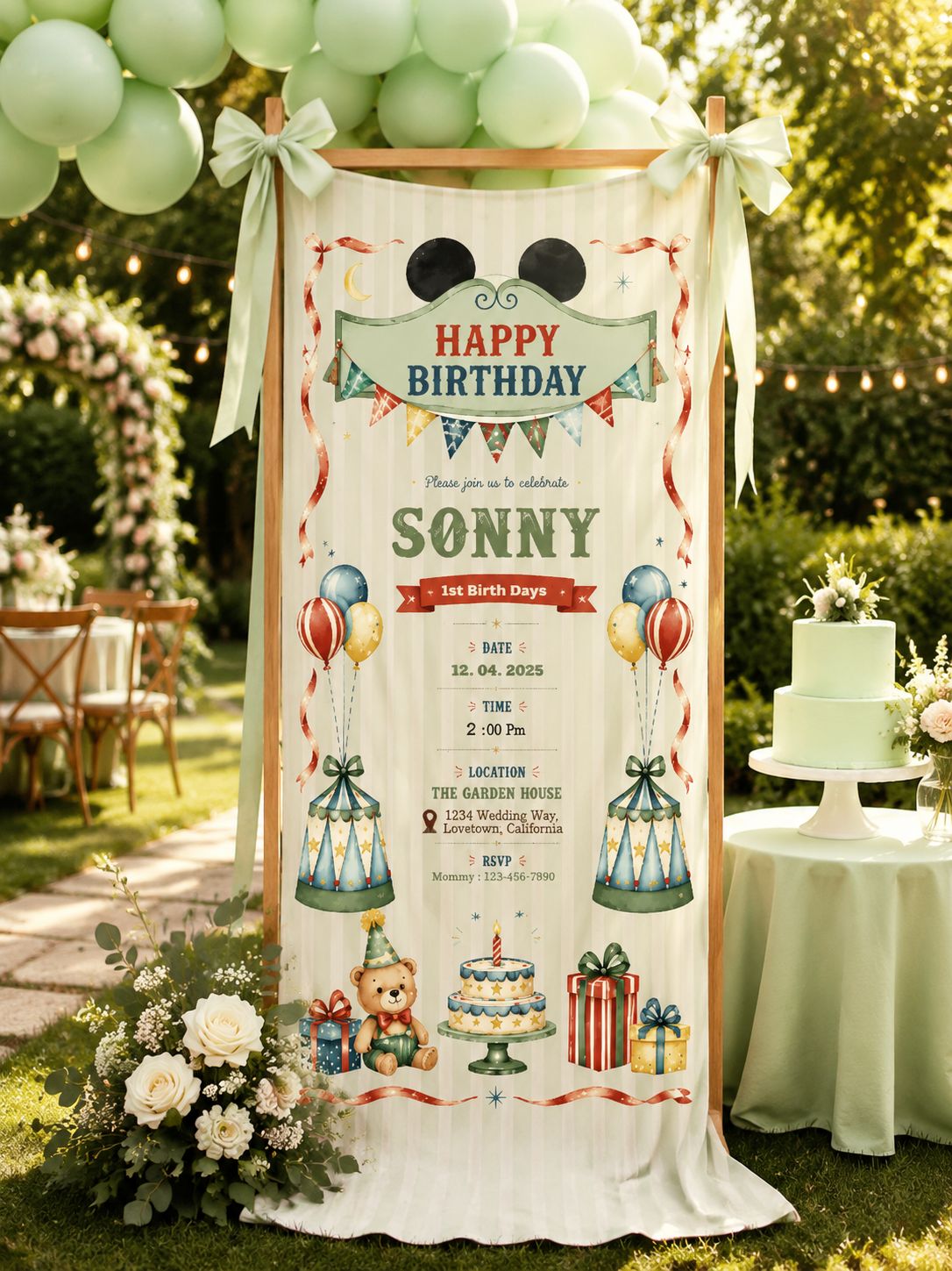 Personalized Birthday "Vintage Circus" Banner