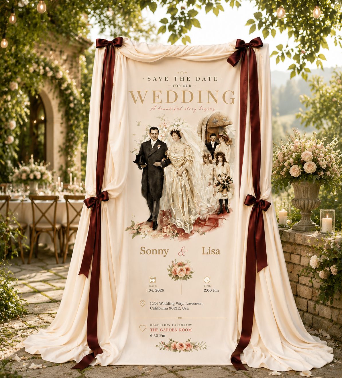Personalized Wedding "Victorian Elegance" Banner