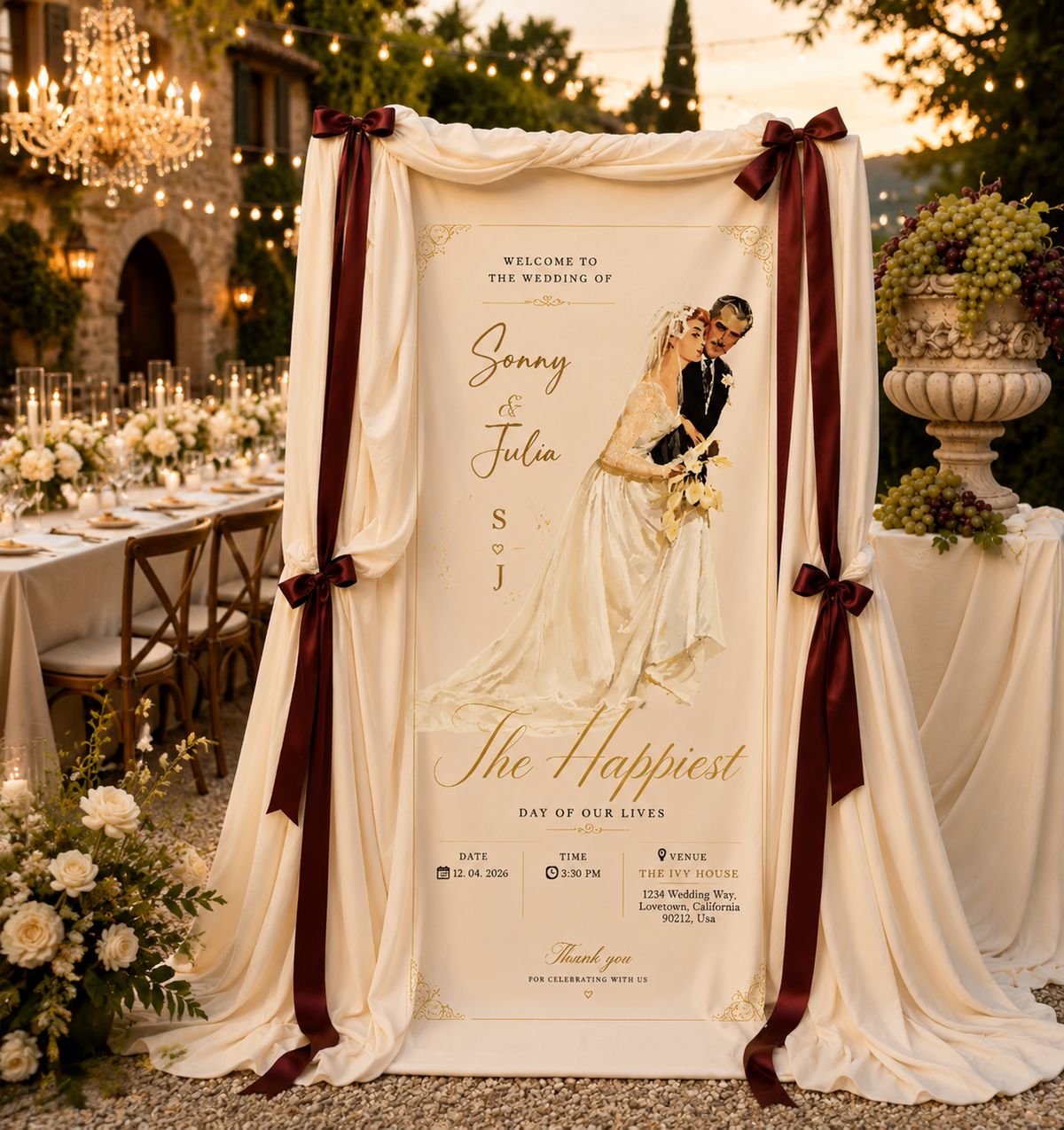 Personalized Wedding "Classic Elegance" Banner