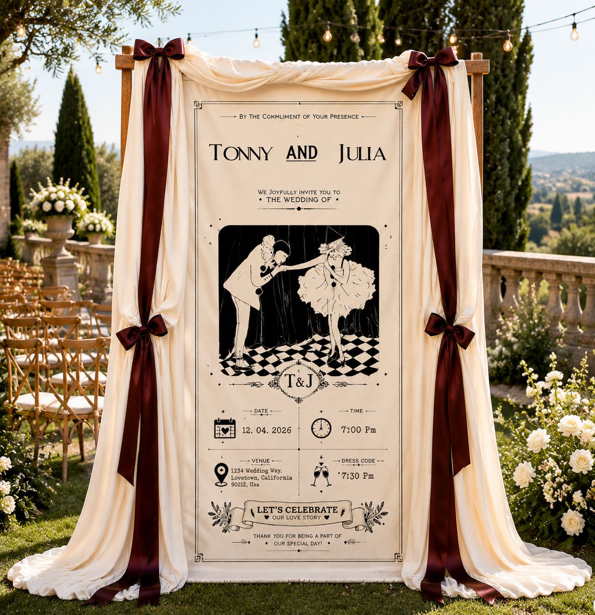 Personalized Wedding "Vintage Theatre" Banner
