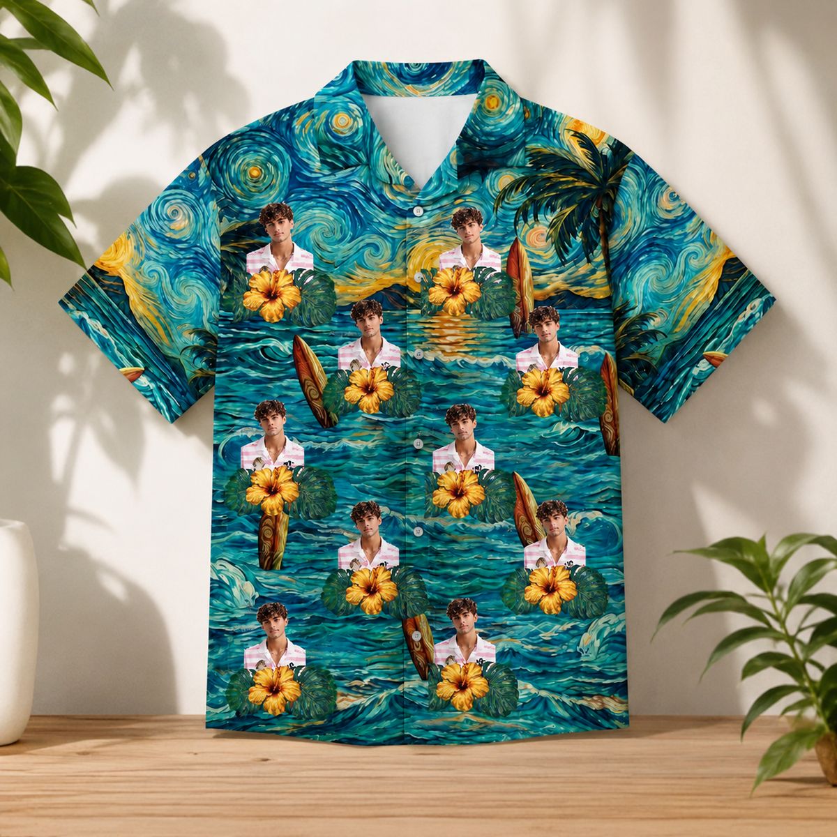 Custom Photo Hawaiian Shirt for Dad & Kids - Tropical Design, Personalized Family Shirt