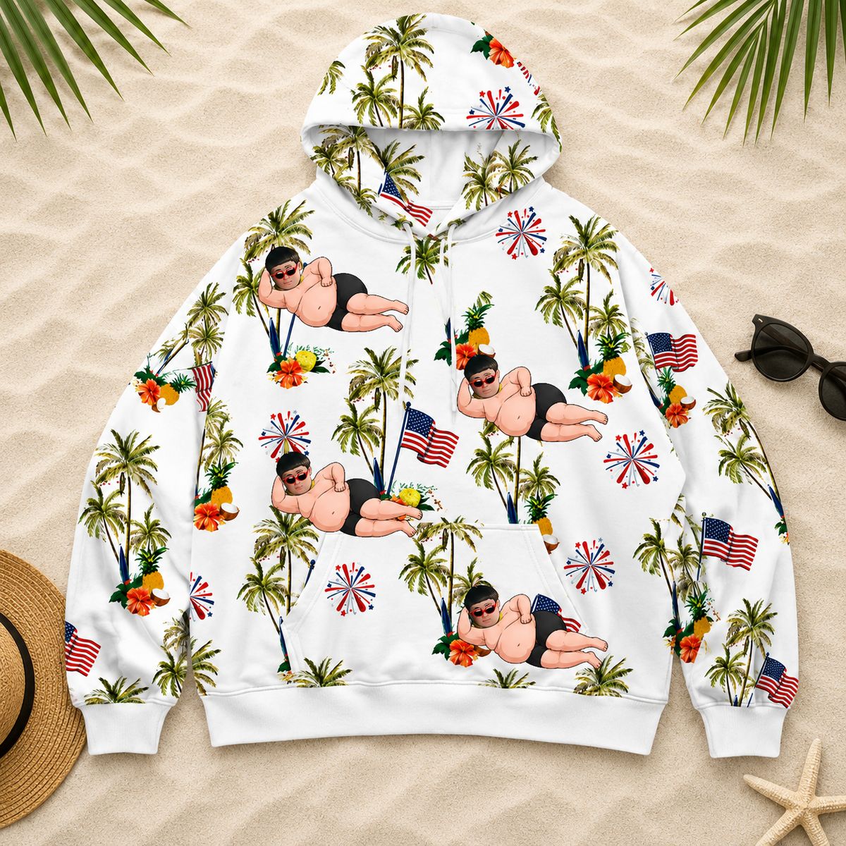 Custom "USA Tropical Vibe" Hoodie – Personalized Vacation Graphic Hoodie