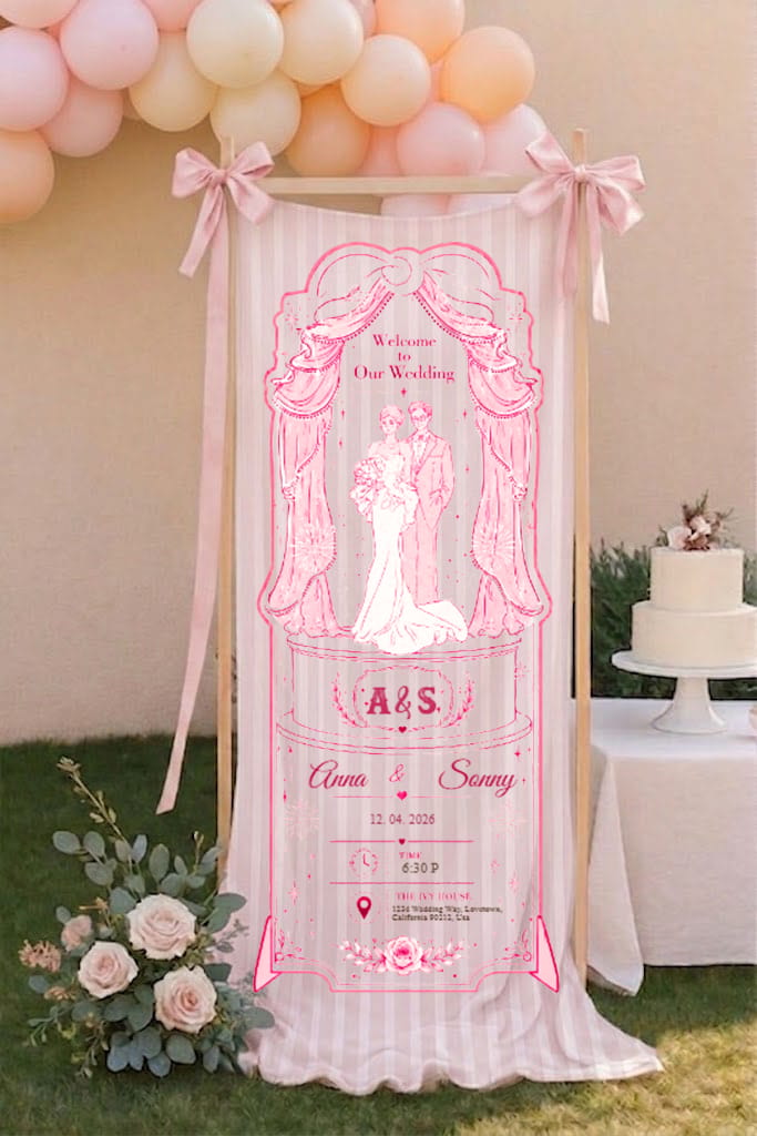 Personalized Wedding "Rose Blush" Banner