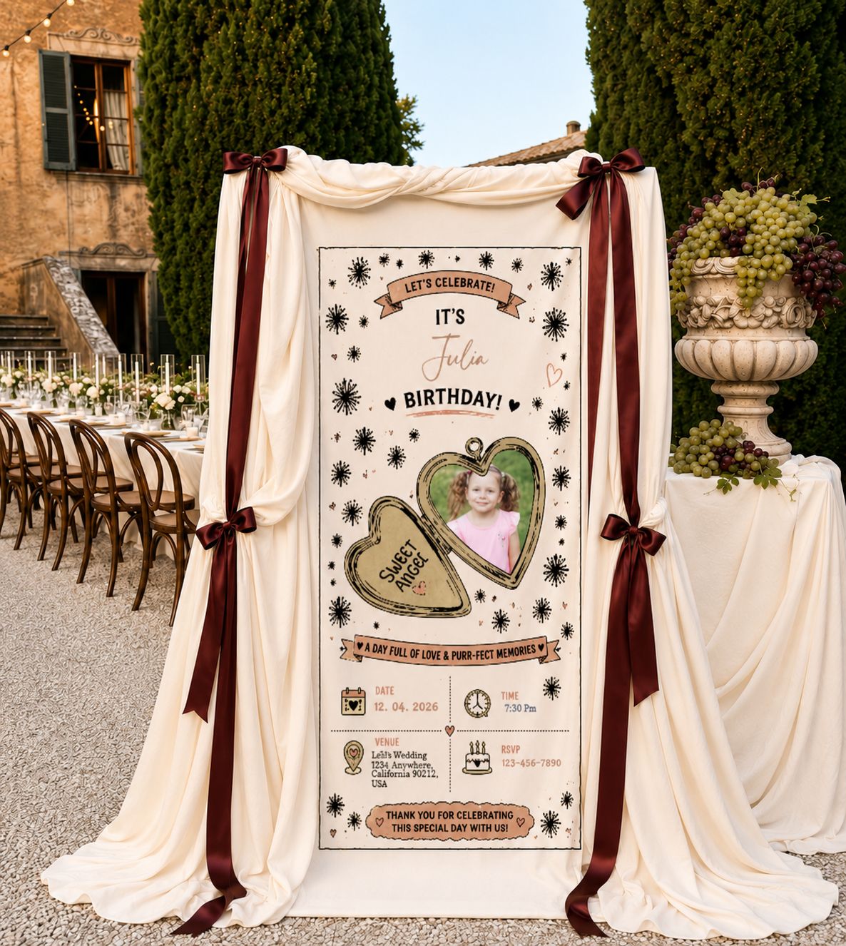 Personalized Birthday "Vintage Locket" Banner