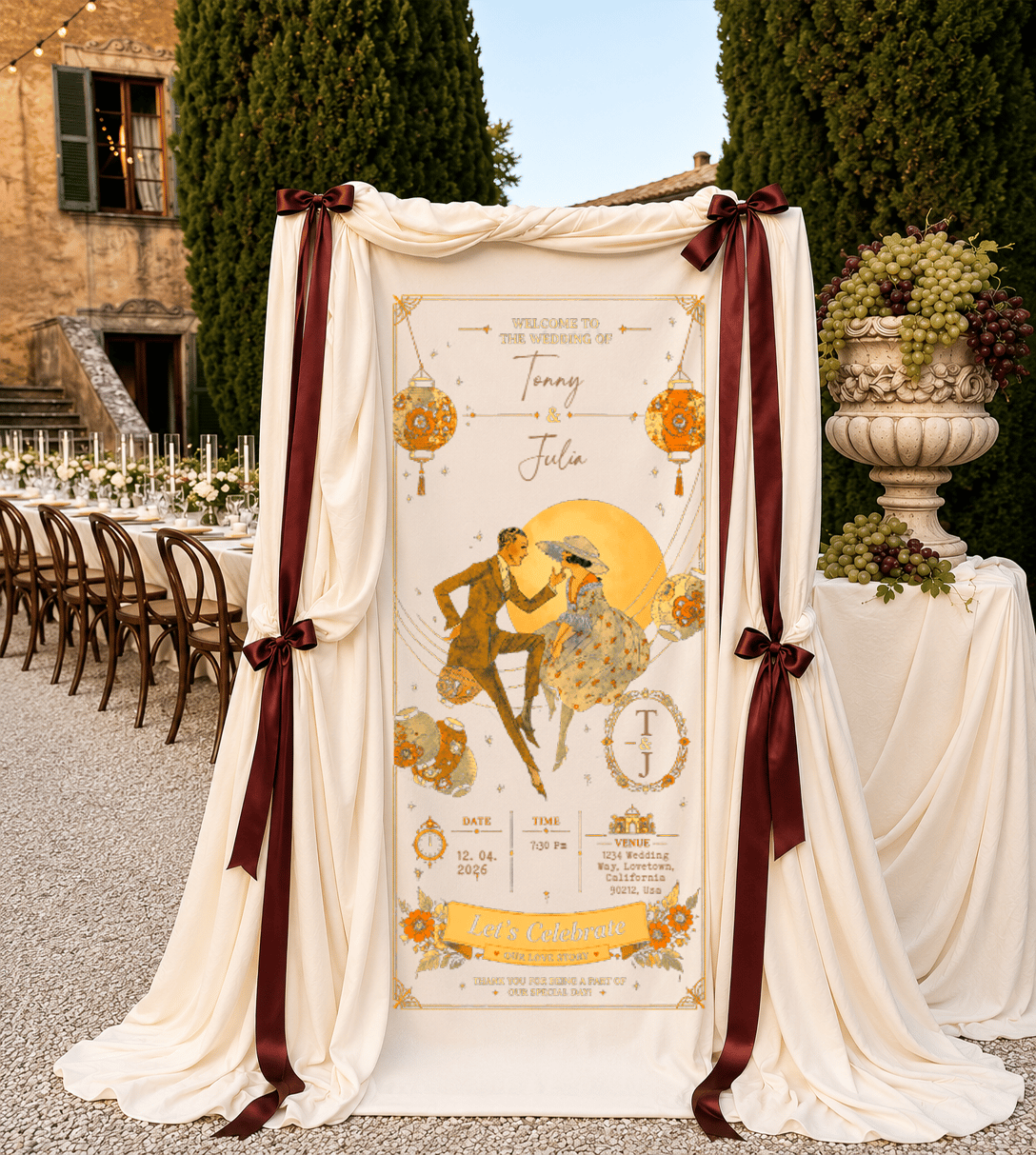 Personalized Wedding "Oriental Deco" Banner