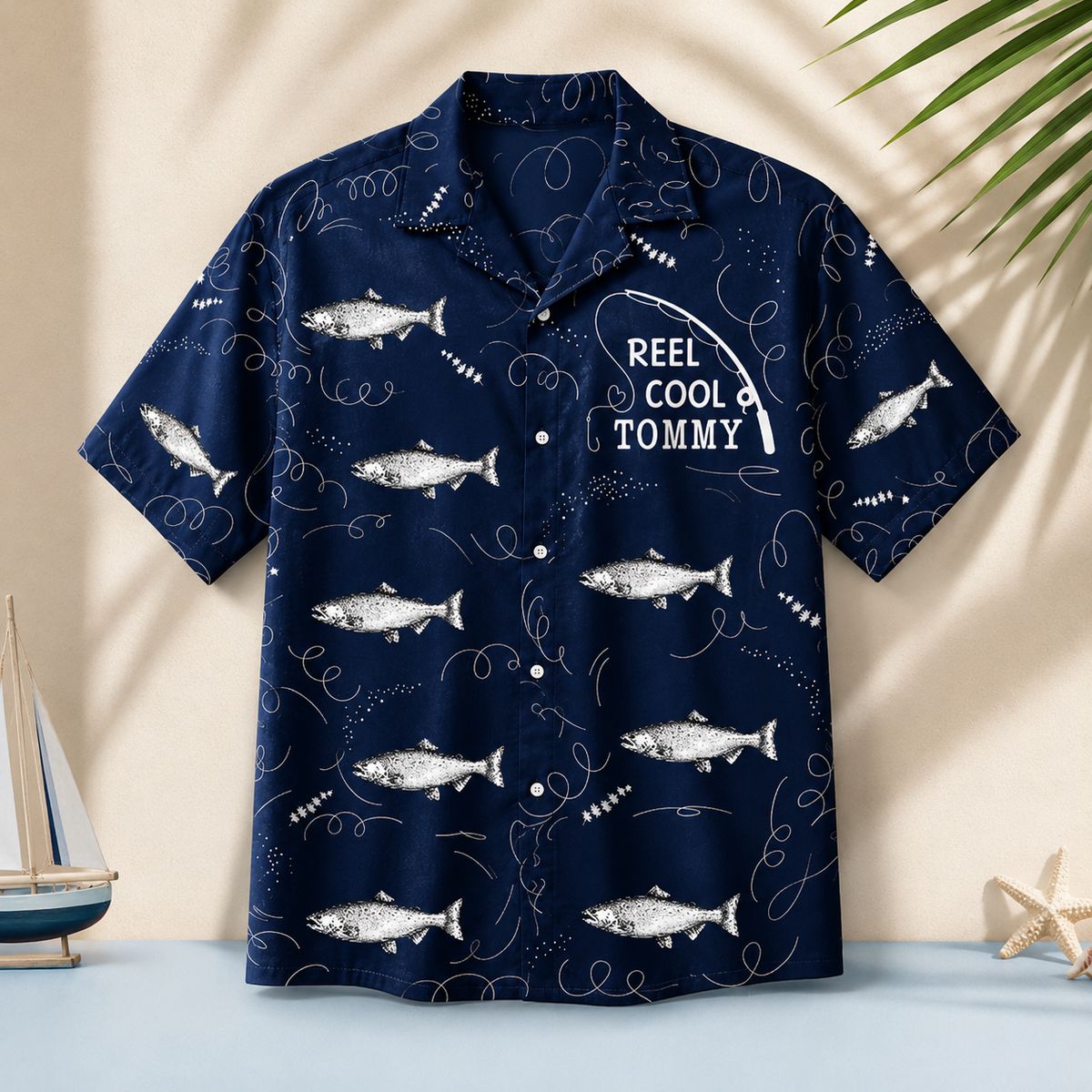 Personalized Fishing Hawaiian Shirt, Upload Your Photo And Custom Name.