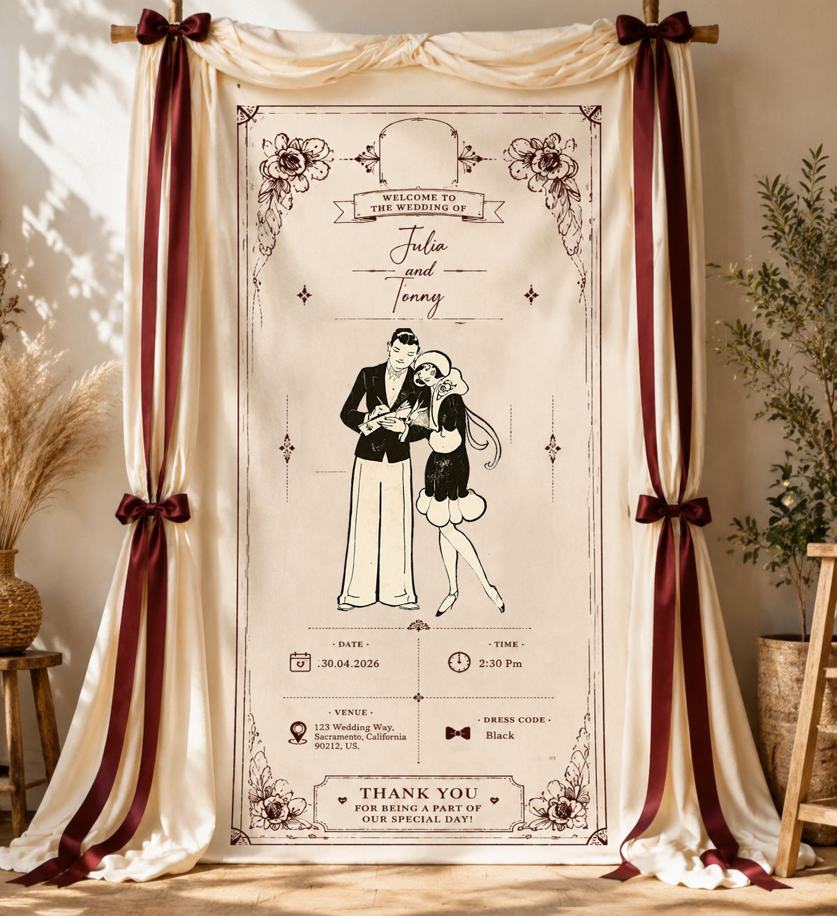 Vintage "1920s Gatsby" Wedding Sign