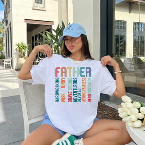 Strong Loving Father Typography Graphic T-Shirt