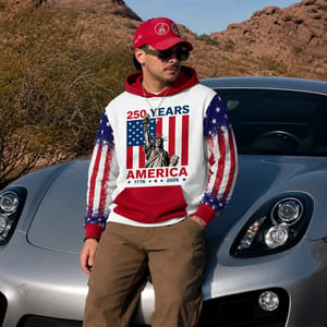 America 250 Years Statue of Liberty Patriotic Hoodie