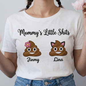 Personalized Mommy's Little Shits T-Shirt – Custom Funny Kids Poop Emoji Family Tee