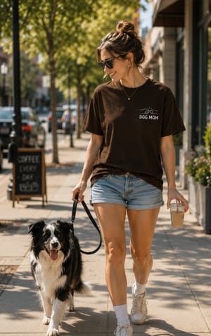 Personalized Dog Mom Custom Pet Photo Upload Vintage Striped T-Shirt