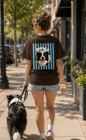 Personalized Dog Mom Custom Pet Photo Upload Vintage Striped T-Shirt