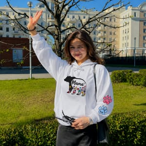 Mama Bear Hoodie, Personalized Mom Gift with Kids Names, Floral Bear Hoodie for Mother, Mother's Birthday Gift Hoodie