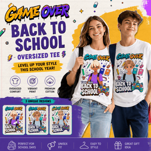 Game Over Back To School Personalized T-Shirt for Students – Gamer School Graphic Tee