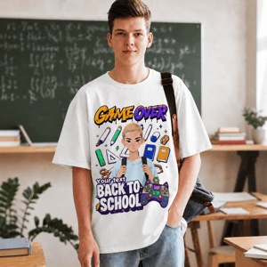 Game Over Back To School Personalized T-Shirt for Students – Gamer School Graphic Tee
