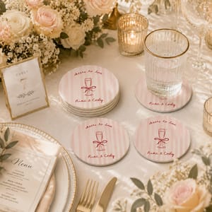 Sip, Celebrate, Cherish – Custom Couple Names Coaster for Wedding & Engagement