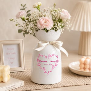 Personalized Anniversary Flower Vase – Custom Couple Names Ceramic Vase