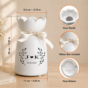 Elegant Custom Ceramic Vase – Personalized Anniversary and Wedding Keepsake