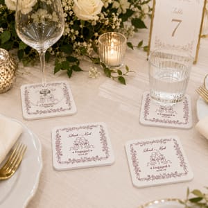 Personalized Engagement Coaster, Custom Couple Name Drink Coaster, Wedding Favor Coaster, Bridal Shower Gift, Multi-Color Wedding Coaster