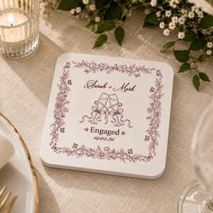 Personalized Engagement Coaster, Custom Couple Name Drink Coaster, Wedding Favor Coaster, Bridal Shower Gift, Multi-Color Wedding Coaster