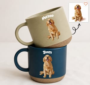 Personalized Custom Pet Photo Pottery Mug Dog & Cat Portrait with Name Ceramic Coffee Mug