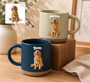 Personalized Custom Pet Photo Pottery Mug Dog & Cat Portrait with Name Ceramic Coffee Mug