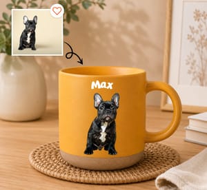 Personalized Custom Pet Photo Pottery Mug Dog & Cat Portrait with Name Ceramic Coffee Mug