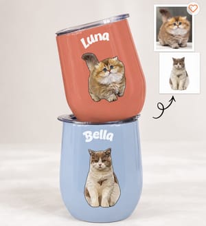 Personalized Custom Pet Photo Tumbler Dog & Cat Portrait with Name Travel Coffee Tumbler