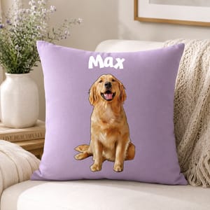 Personalized Custom Pet Photo Pillow Case Dog & Cat Portrait with Name Throw Pillow Cover