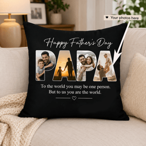 Personalized Picture Pillow for Dad – Upload Your Favorite Family Photos