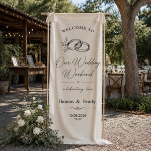 Personalized Wedding Welcome Banner – Custom Couple Names & Wedding Date Ceremony Sign