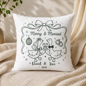 Personalized Goose Wedding Pillow – Romantic Couple Cushion for Home Decor
