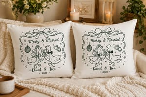 Personalized Goose Wedding Pillow – Romantic Couple Cushion for Home Decor