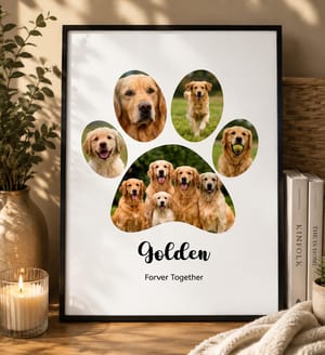 Personalized Paw Print Pet Photo Collage Poster