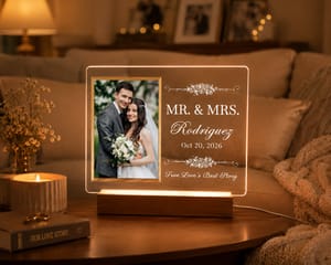 Custom Acrylic Wedding Photo Night Light - Personalized Mr & Mrs Gift