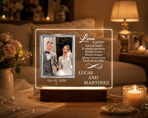 1 Corinthians 13:4 Night Light | Custom Wedding Couple Photo Gift