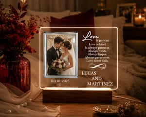 1 Corinthians 13:4 Night Light | Custom Wedding Couple Photo Gift
