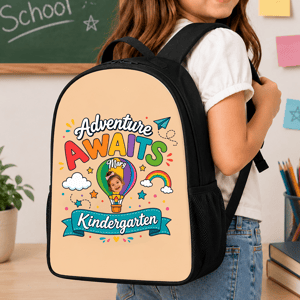 Personalized Adventure Awaits Kindergarten Backpack – Custom Photo & Name Back to School Backpack for Kids
