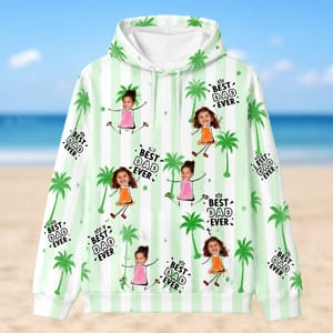 Custom Face Striped Hoodie Personalized Kids Photo Best Dad Ever Family Hoodie