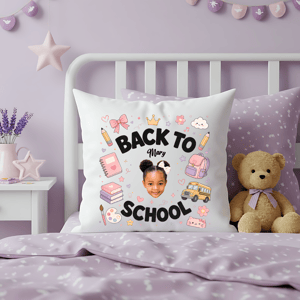 Personalized Back to School Photo Pillow – Custom Kids School Keepsake Throw Pillow Gift for Boys & Girls