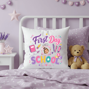 Personalized First Day of School Photo Pillow – Custom Kids Back to School Throw Pillow Gift for Boys & Girls